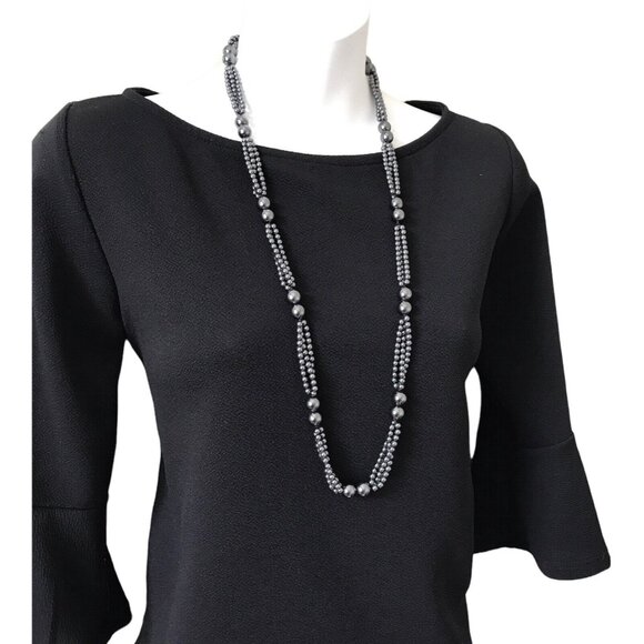 151 grams Natural Hematite Stone Bead Necklace Estate Jewelry & Pierced Earrings - Picture 2 of 8